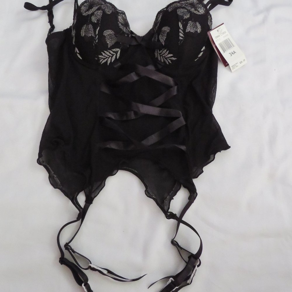 Donna Loren Black Corset Garter NWT